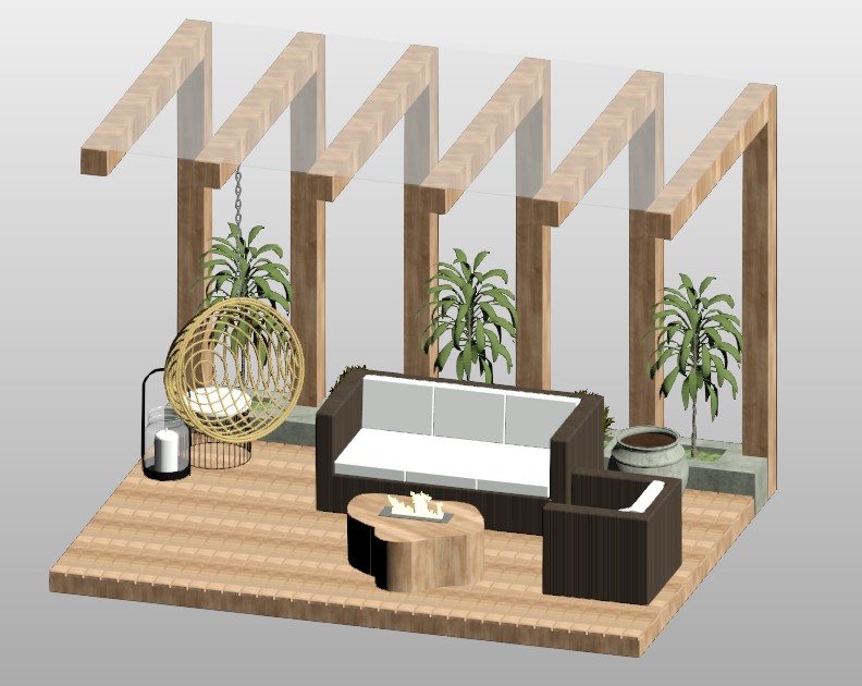 Pergola lounge with rattan sofa set