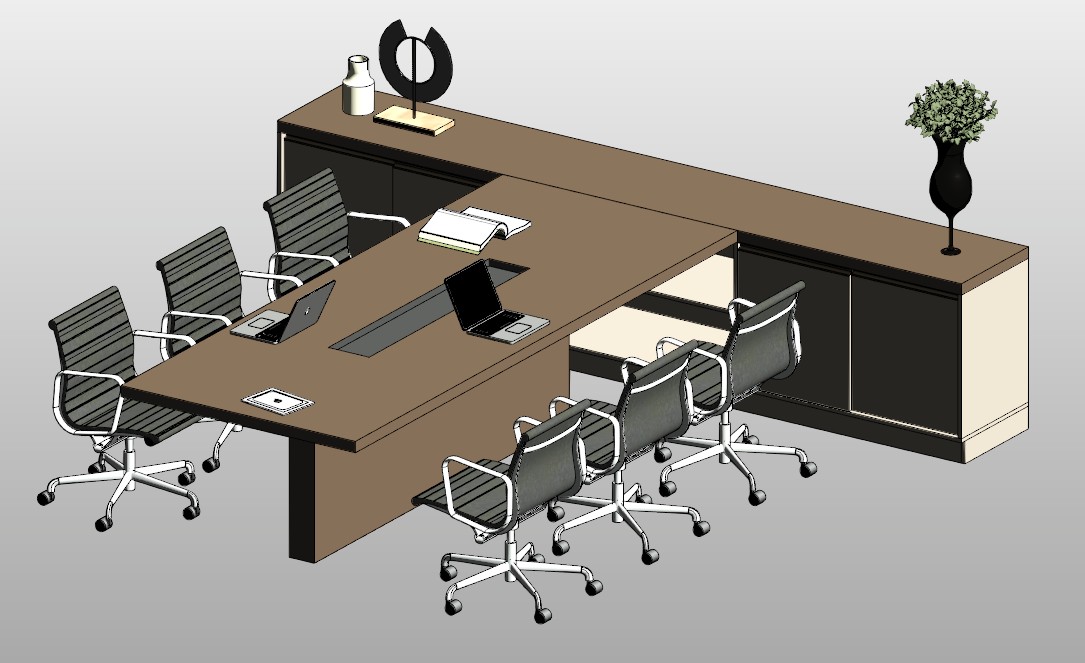Conference table with office chairs