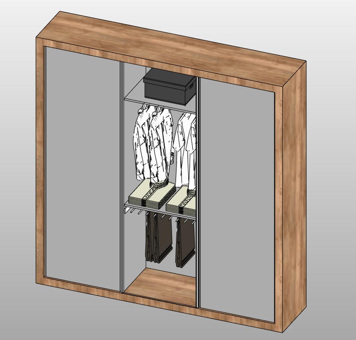 Mirror wardrobe with wood frame