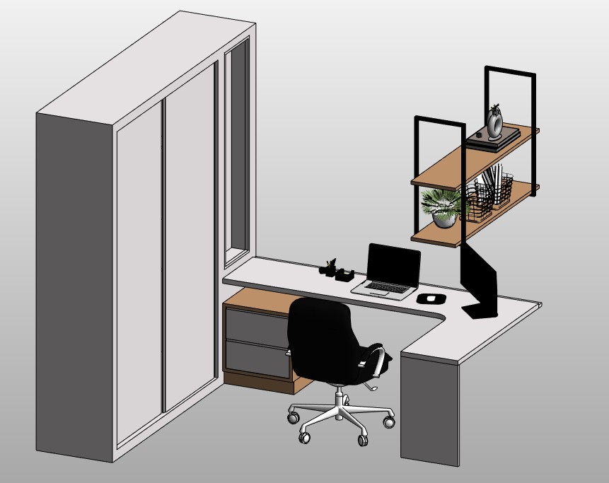 Home office with wardrobe and desk 1 Home office with wardrobe and desk