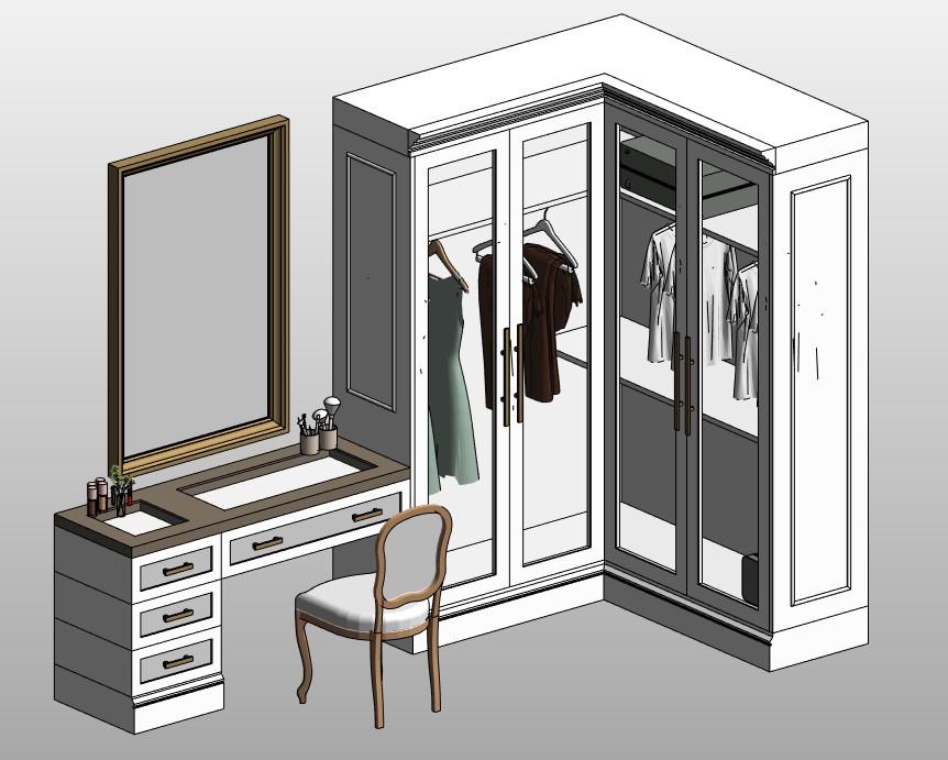 Corner wardrobe with dressing table