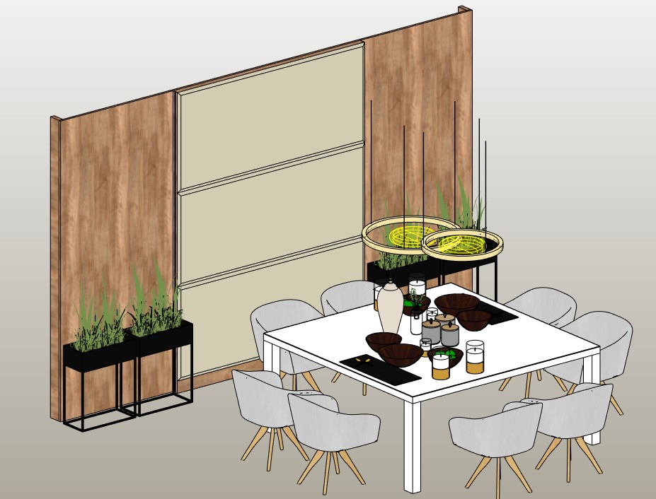 Square dining set for 8 people
