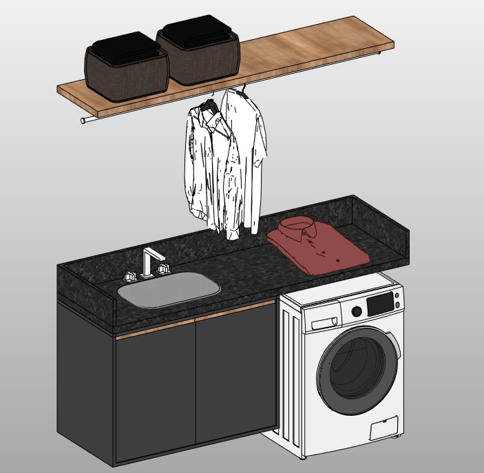 Laundry area with sink and washer