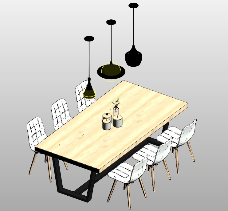 Industrial dining table for 6 seats