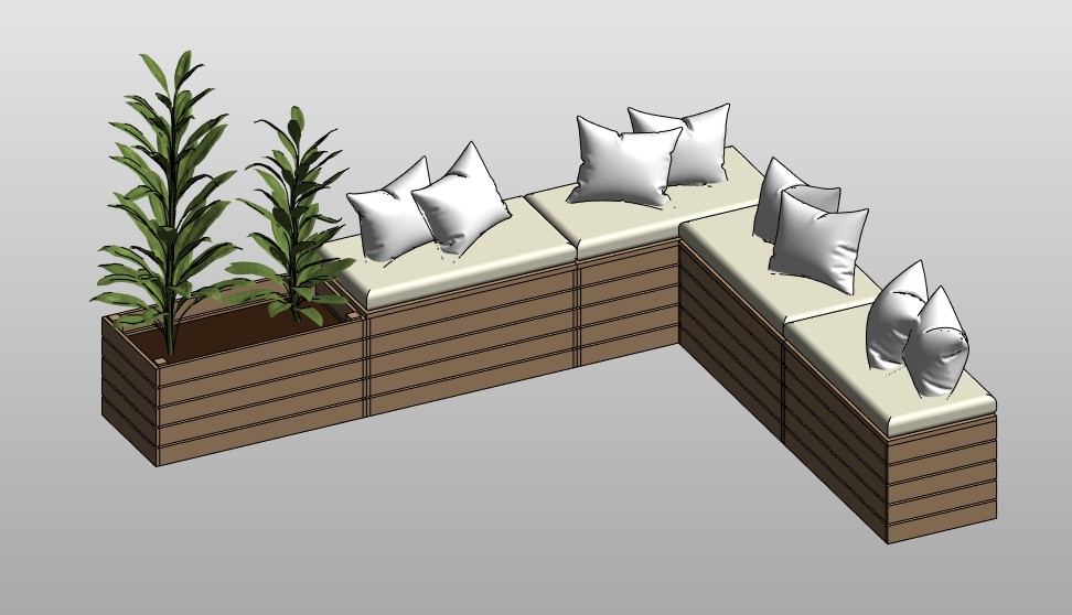Outdoor corner bench with planter 1 Outdoor corner bench with planter