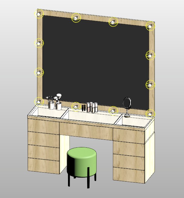 Dressing table with lighted mirror 1 Dressing table with lighted mirror