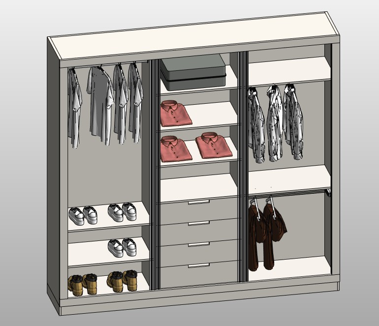 Wardrobe with shelves and drawers