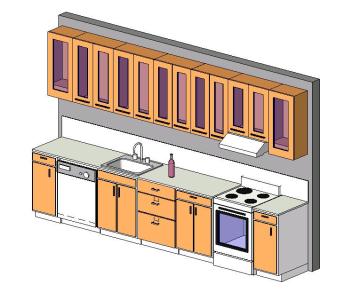 Wall-Mounted Kitchen Cabinets with Appliances