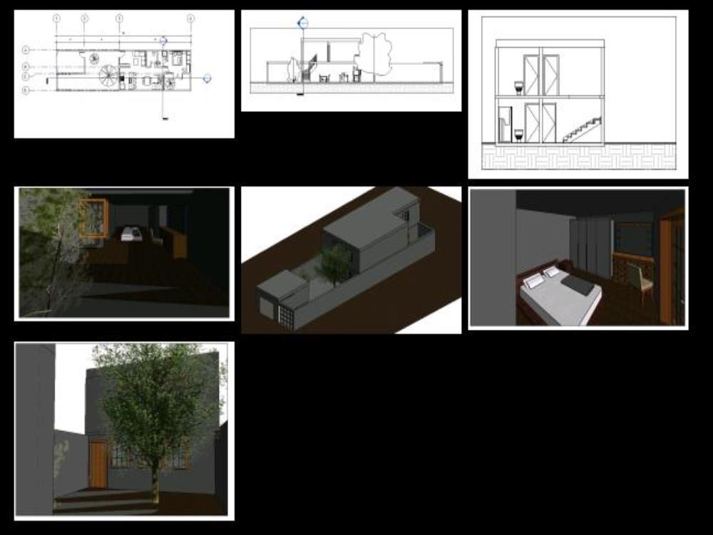 Detached house with garage in revit