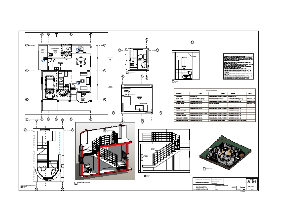 Country house in revit 2017 - superior views; cuts; elevations; architectural details; render