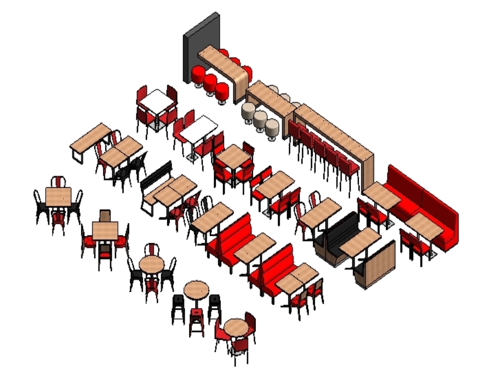 Table And Chairs For Restaurant Or Cafeteria In Revit | Library Revit