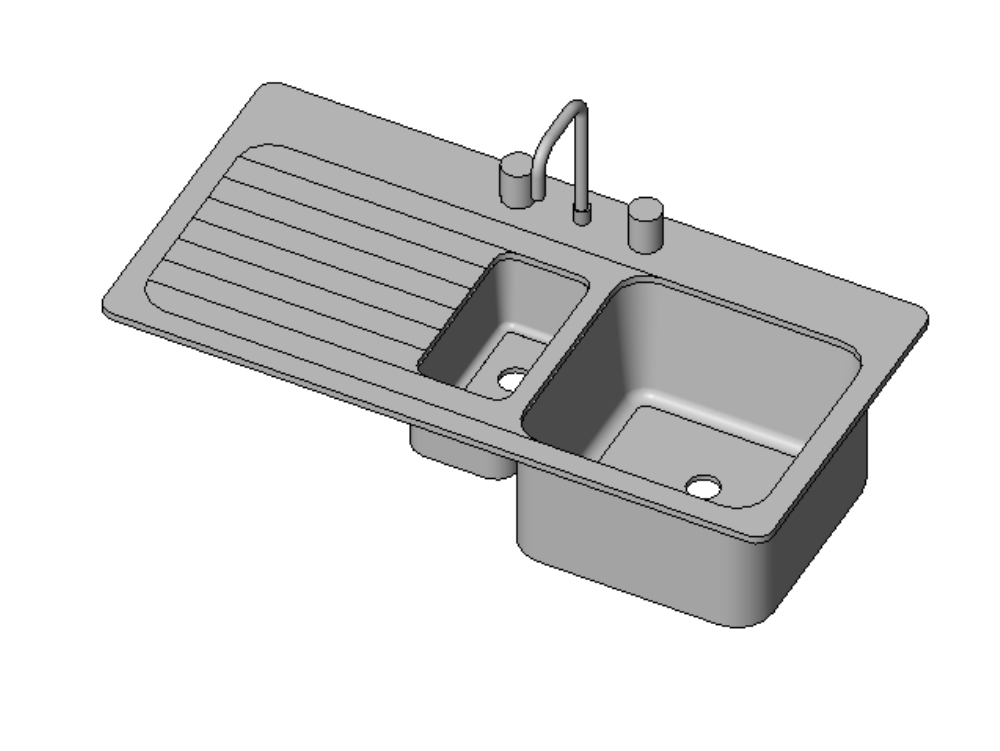 Dual Basin Kitchen Sink with Draining Board