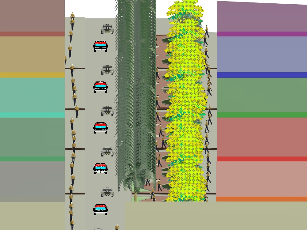 3d project-pedestrianization of an avenue