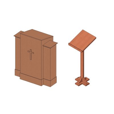 Church altar and lectern detailed set