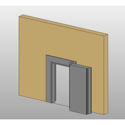 Single swing door with detailed frame