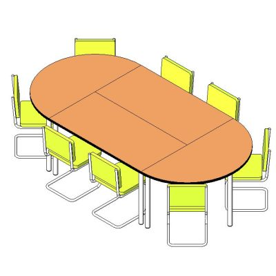 Curved Conference Table with Seating for Six