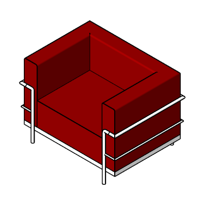 Lounge chair with modern red upholstery