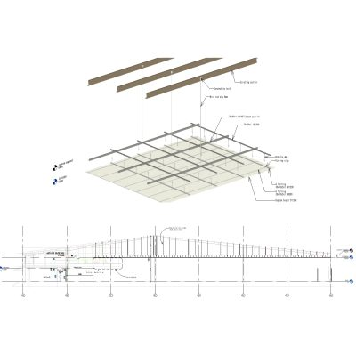 T-bar ceiling system detailed grid