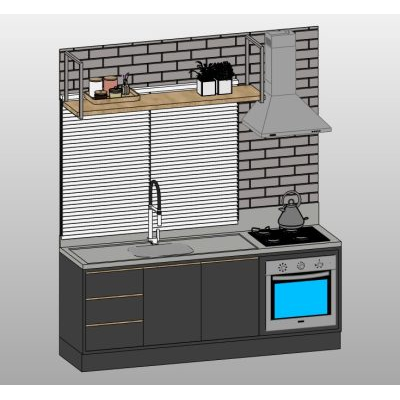 Kitchen cabinets with open shelves 6 Kitchen set with cooktop and oven
