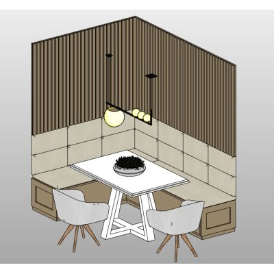 Corner breakfast nook with bench