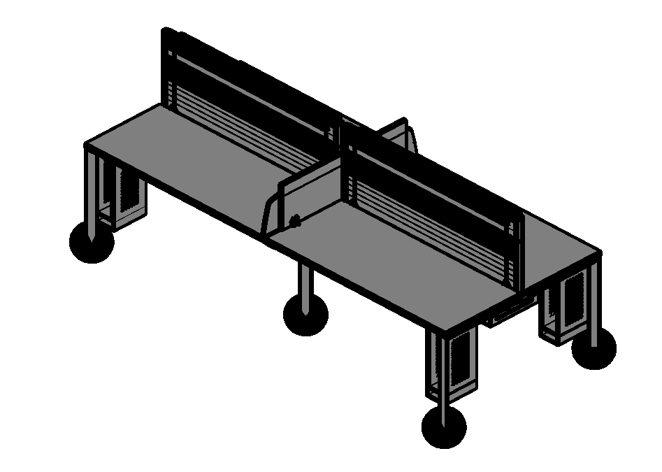 05-VP ST Bench desks with recessed middle leg 138cm width