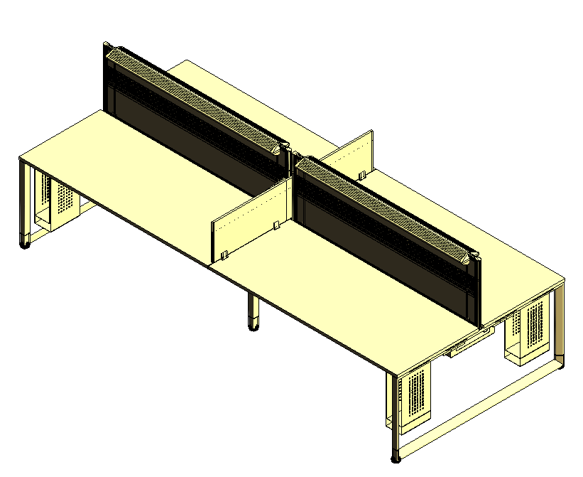 05-VP ST Bench desks with recessed middle leg 160cm width