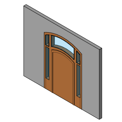 Arched Wooden Entry Door with Sidelights Parametric