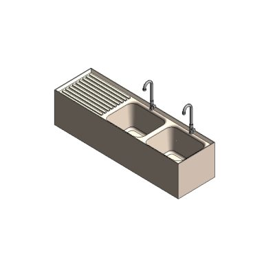 Double sink with modern draining board