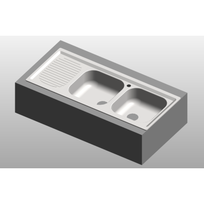 Double bowl kitchen sink with drainer