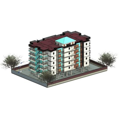 Mid-Rise Apartment Building 3D Parametric with Types