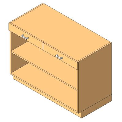 Open Shelf Cabinet with Drawers