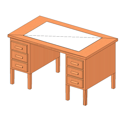 Desk 813x1397mm with 6 drawers