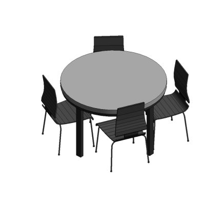 Round table and chairs in black