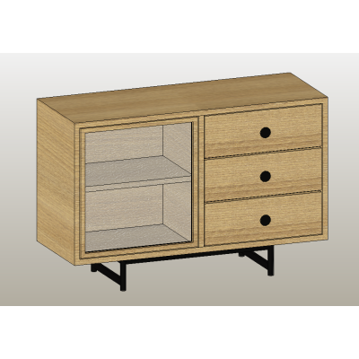 Sideboard with glass door and 3 drawers