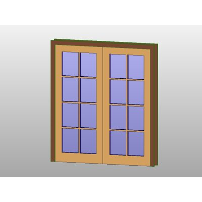 Double door with modern glass panels