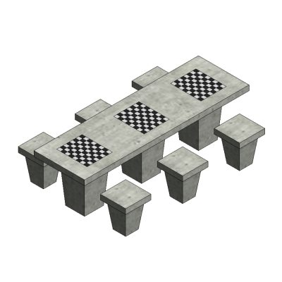 Chess table 6 seats - concrete