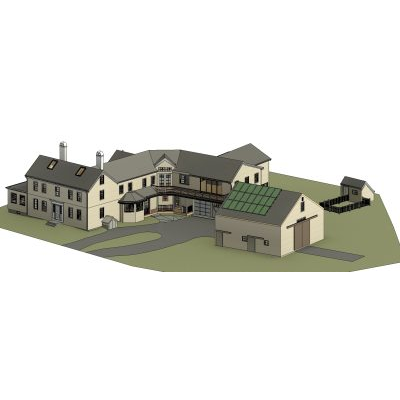 Residential House Plan with Barn