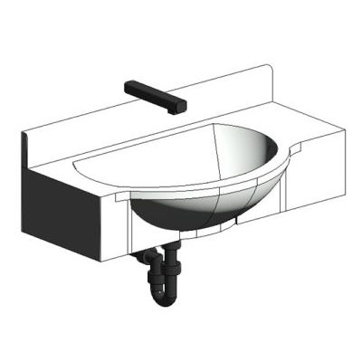 Sink wall-mounted semi-recessed modern