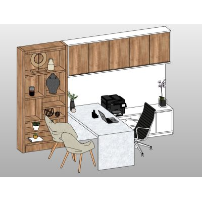 Office desk set with tall bookcase