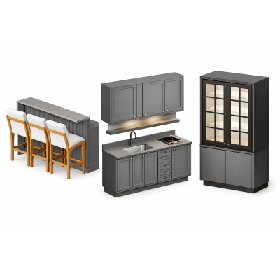 Modern Gourmet Area with Sink and Cooktop