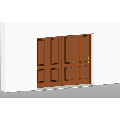Garage door with 4 modern wood leaves
