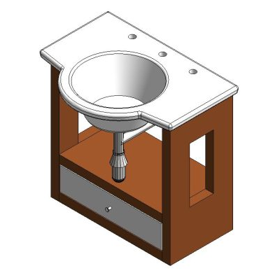 Sink cabinet with modern wood drawer