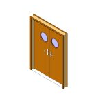 Double door with detailed porthole windows