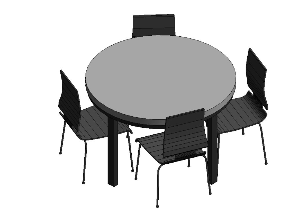 Round table and chairs in black