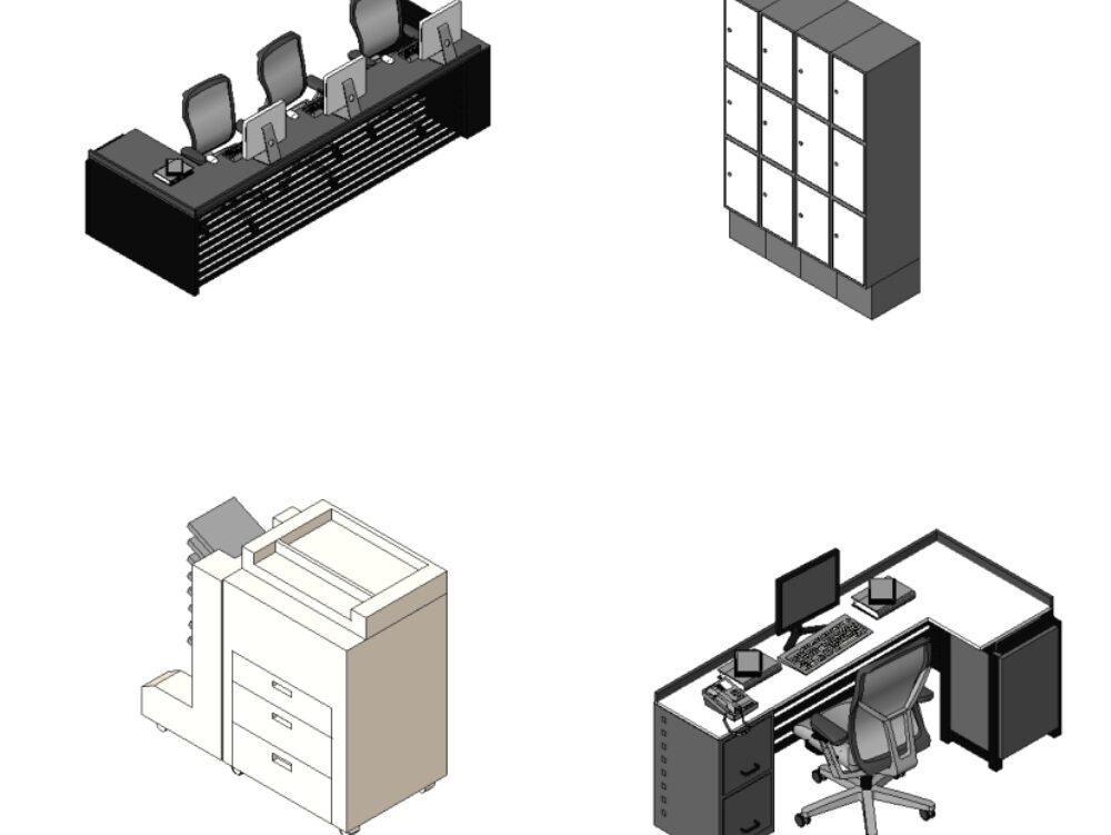 Pack of 49 objects for office equipment - revit