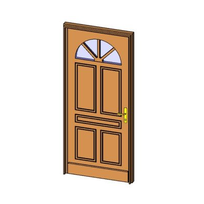 Entrance door with detailed arched glass