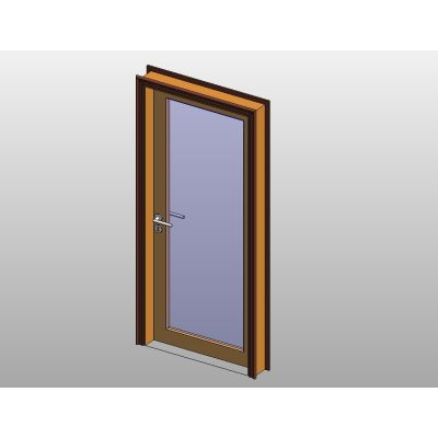 Glass door with modern wood frame