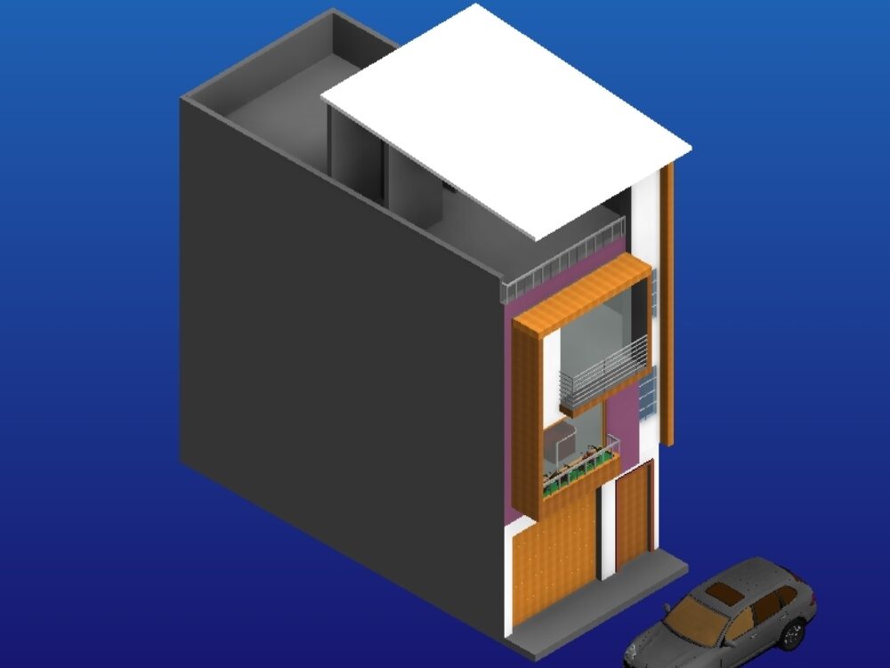 Three-dimensional design of a 5x10m2 house