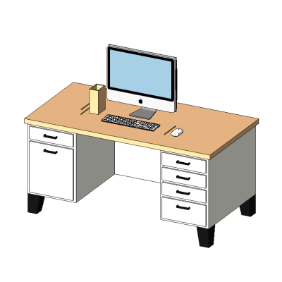 Desk w Computer Pencil Holder and Pencils
