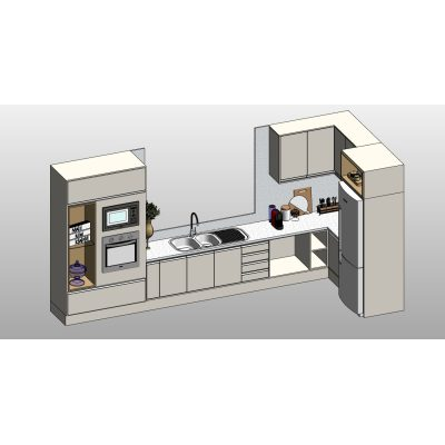 Modern kitchen with oven and hood 11 L-shaped kitchen with pantry unit